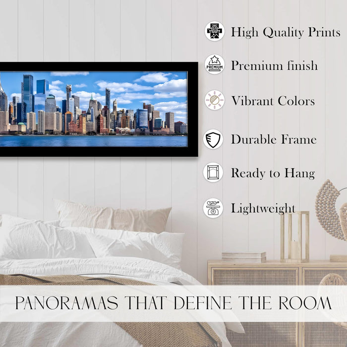New York City Skyline Sea View Wall Art Framed Luxury Paintings for Home Decoration, Living room, Bedroom and Office Decoration (99x38 CM)
