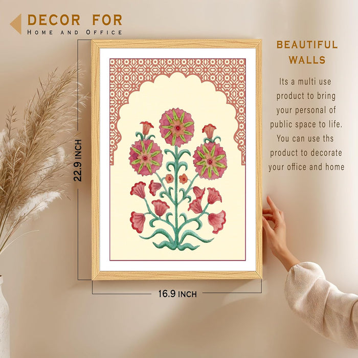 Mughal Floral Art Print, Classic Design to Elevate, Wall Decorative Art Prints (17x23 Inch)