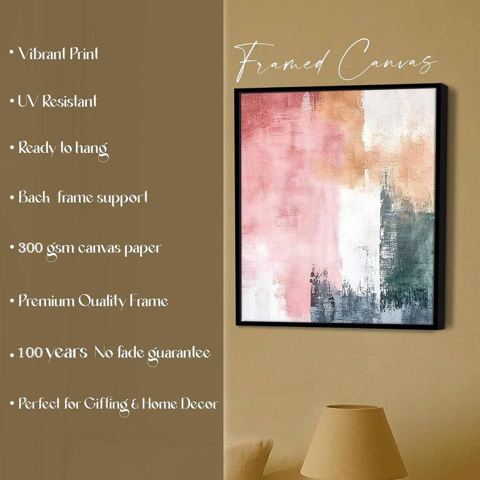 Multicolor Abstract Canvas Wall Art Painting – Pink Black White Gallery Wrap Canvas Painting Wall Décor.