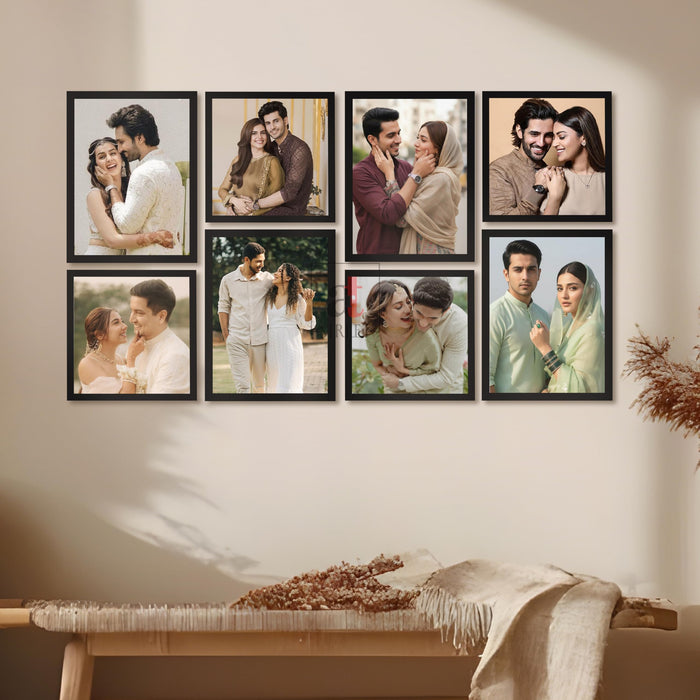 Art Street Photo Frame Set of 8 Black Wall Decor Collage Display Hanging Family Picture Frames Gallery Collection Decor Items Wall Mount Frames Birthday Anniversary Gift, 8x8 and 8x12 In