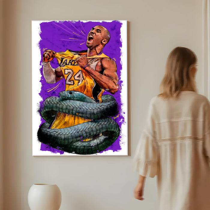 Legendary Basketball Tribute Stretched Canvas Painting Print| Victory & Strength Themed Sports Wall Art | Modern Pop Art Canvas for Home & Office Décor, 56x86 cm