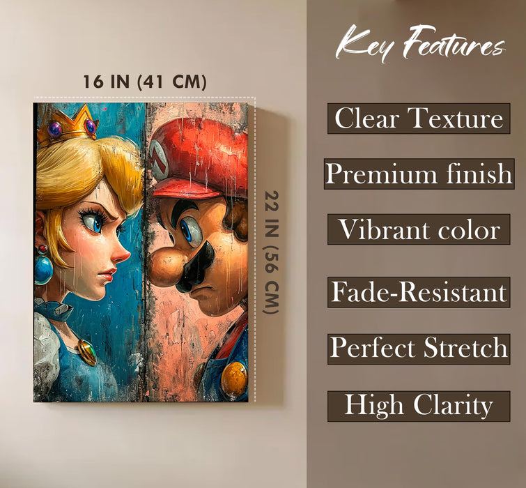Classic Cartoon Face-Off Pop Art Stretched Canvas Painting Print| Retro Game-Style Wall Art | Modern Character Portrait Artwork for Home & Office Décor, 41x56 cm