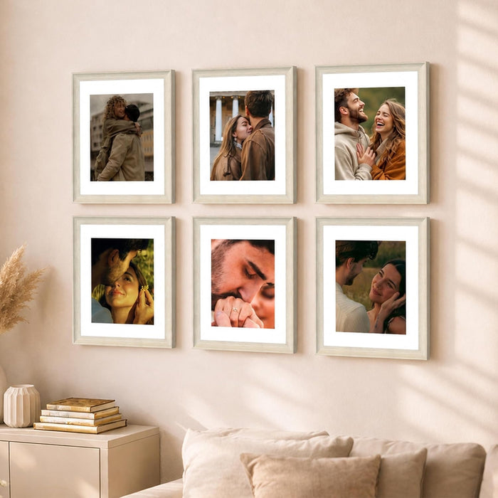 Premium White Photo Frame Set of 6 for Living Room | Classic Wooden Picture Frames for Photos, Artwork & Kids Room | Wall Décor (8x10 Inch)