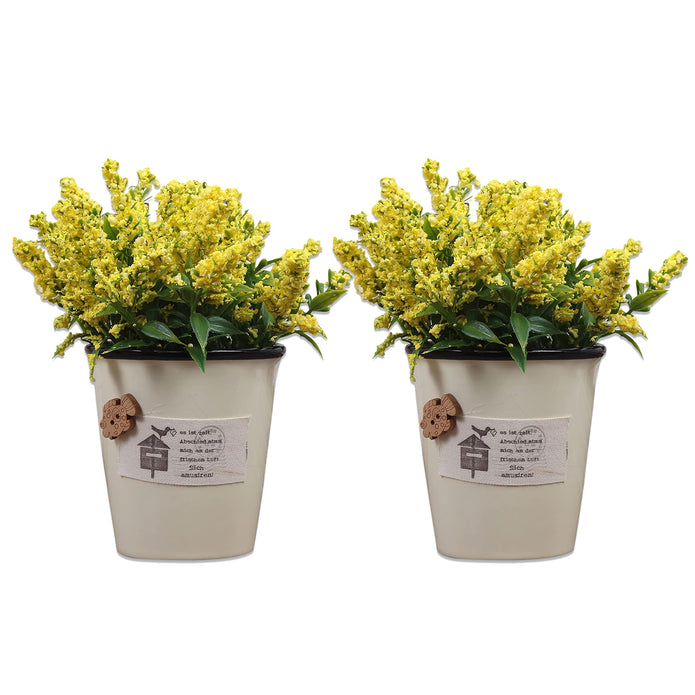 Artificial Ceramic Plant for, Home & Office, Garden, Restaurant, Hotel, Party Décor (H -16 cm X 11 cm)-Yellow