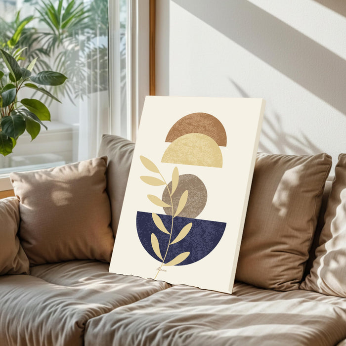 Abstract leaves face Stretched Canvas Wall Art Modern Boho Illustration Painting for Home & Office Wall Decor, (16x22 Inch)