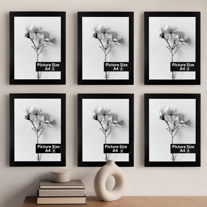 Art Street A4 Size Certificate, Document Photo frames Set of 6 For Home Decoration, Living Room, Office Decoration (Black, Size: 8" x 12")