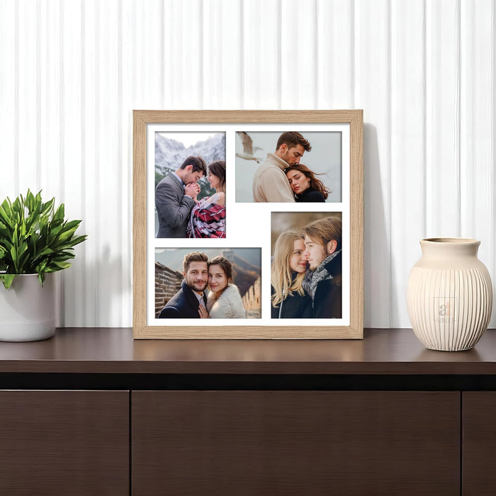 Photo Frame Collage 10x15 cm Photos Display 4 Oppenings Wall Mounting Home Décor Photo-Frame (34x34 cm)
