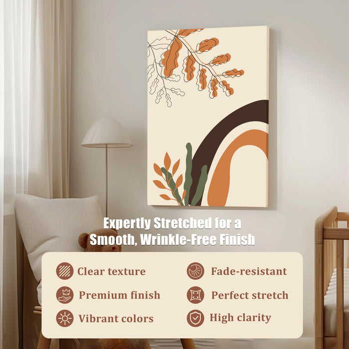 Abstract Nature Stretched Canvas Wall Art Modern Boho Illustration Painting for Home & Office Wall Decor, (16x22 Inch)