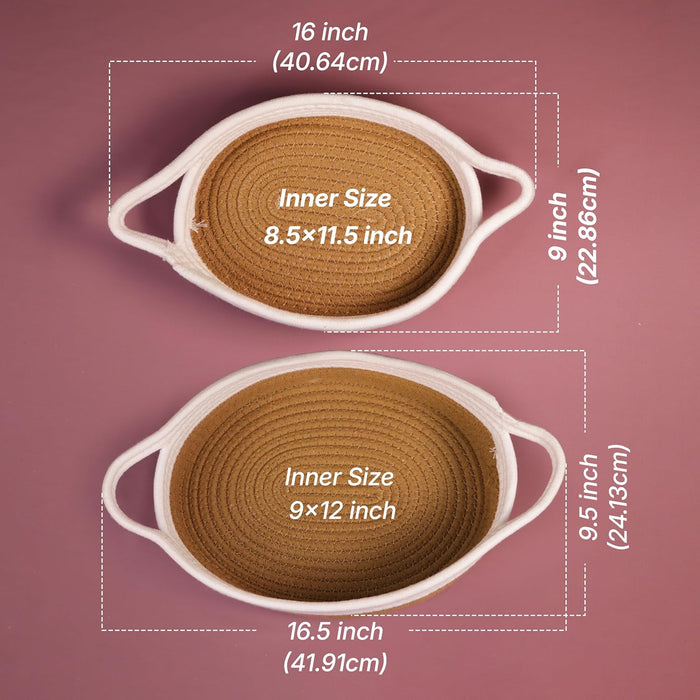 Jute Basket Round Shape Foldable Gift Basket, Storage and Organizer Jute Baskets with Handle (Set of 2)