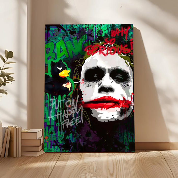 Dark Smile Graffiti Pop Art Stretched Canvas Painting Print | Street Art Wall Décor | Bold Modern Artwork for Living Room, Office & Studio, 56x86 cm
