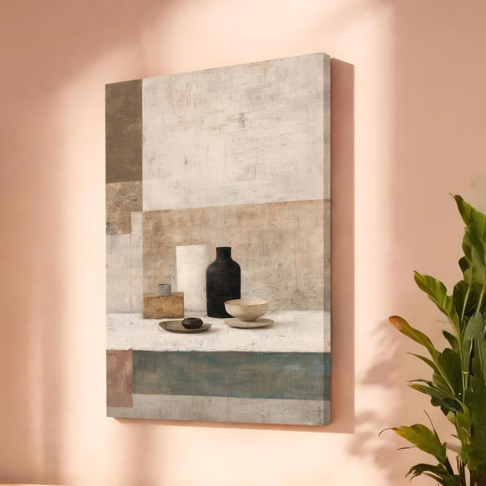 Abstract Boho Stretched Canvas Painting For Living Room | Modern Rustic Vases Stretched Canvas Wall Art For Livingroom Home Decor, Bedroom, Hallway's, Office, Hotel - 56x86 cm