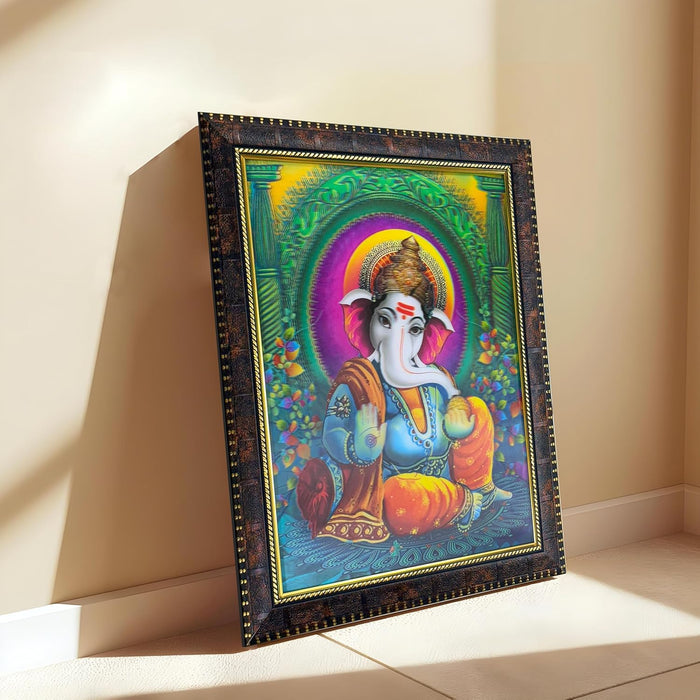 Framed 5D/3D Wall Art Print Poster Religious Painting for Home Décor, Mandir, Living Room & Office Decoration (14.3x18.2 Inch)