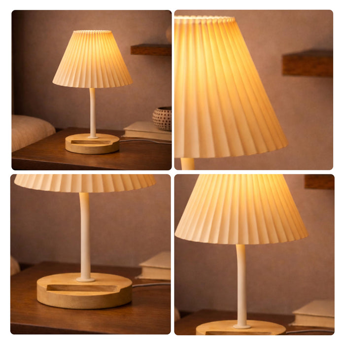 Decorative Bedside Table Lamp With Phone Holder Night Light Desk Side Table Warm White Conical Lamps For Living Room Bedroom 13x24 cm (With LED Light)