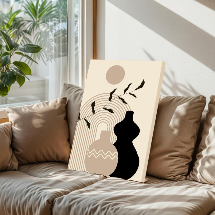 Abstract Vases Stretched Canvas Wall Art Modern Boho Illustration Painting for Home & Office Wall Decor, (16x22 Inch)