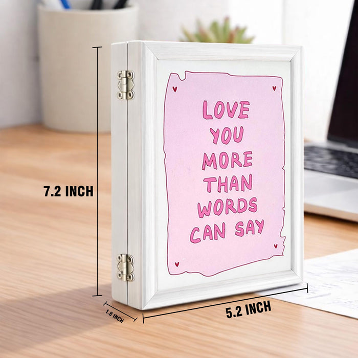 Greeting Card Photo Frame for Couples, Wooden Double Folding Love Photo Frame with Clip, Valentine’s Day Romantic Gift for Boyfriend, Girlfriend, Anniversary Wedding (5.2 x 7.2 Inch, White)