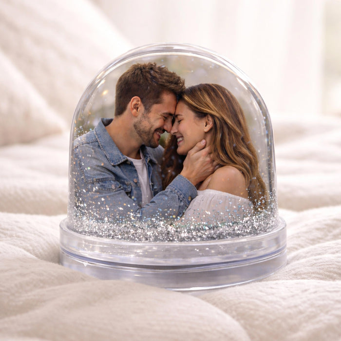 Art Street Silver Glitter Liquid Photo Frame, Desktop Table Frame with Sparkling Glitter Cascade, Acrylic Snow Globe Photo Frames for Valentine's Day Gift, Anniversary, Unique Gift, 3.5x3.5 Inch