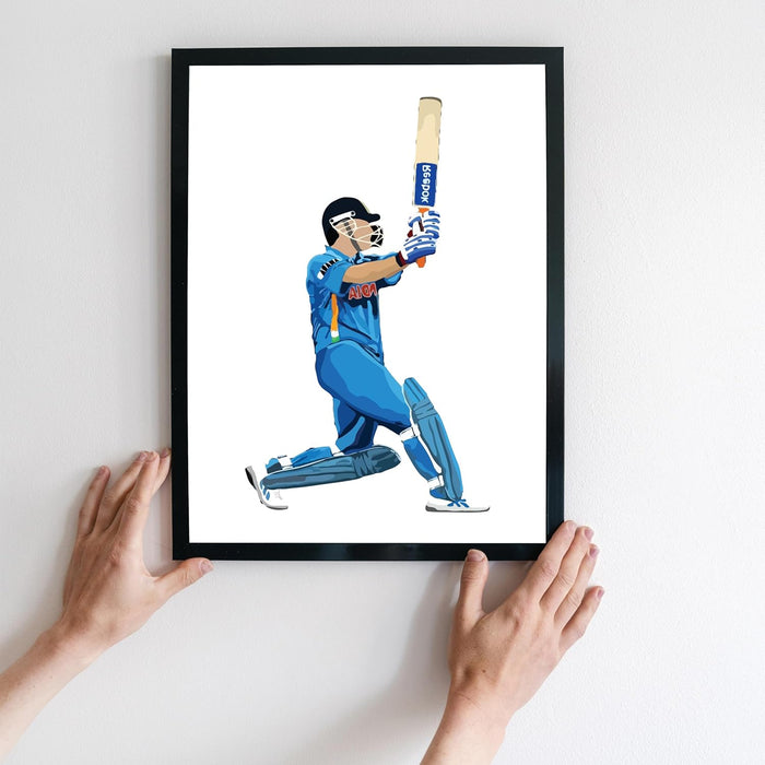 Art Street Framed Wall Hanging Art Print of Cricket Batsman with Quotes Sports Poster For Home Decor, Living Room, Hotel and Office Decoration, Set of 3 (12.7X17.5 Inch)