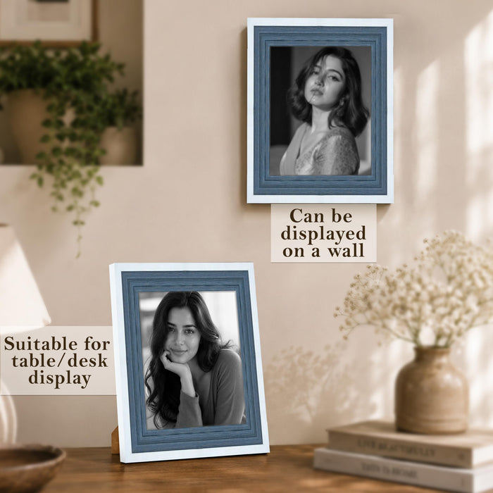 Luxury Photo Frame for living room, Modern Step Design Photo Frames for Photograph, Art Work, Kids Room (4x6 Inch, Blue)