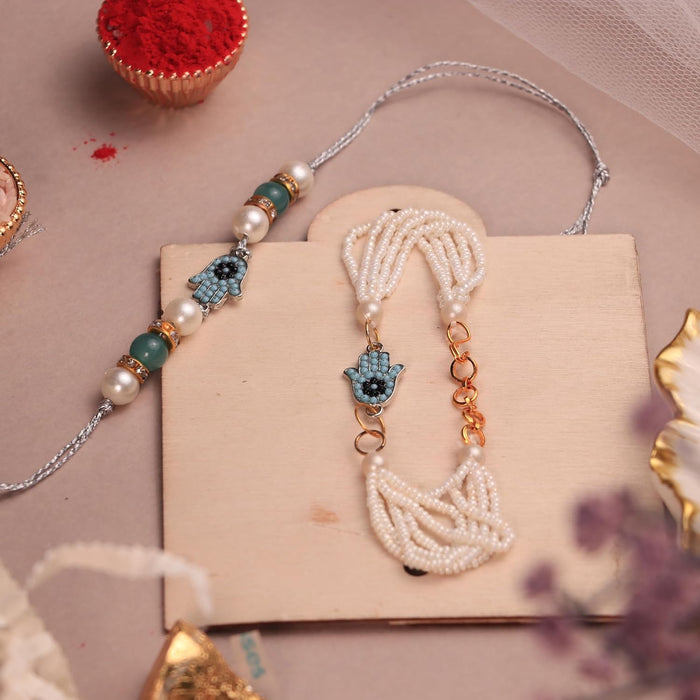 Rakshabandhan Gift Hamper for Brother and Bhabhi, Photo Frame and Serving Tray 2 Rakhi with Chawal and Roli Gift Set for Celebrate Raksha Bandhan