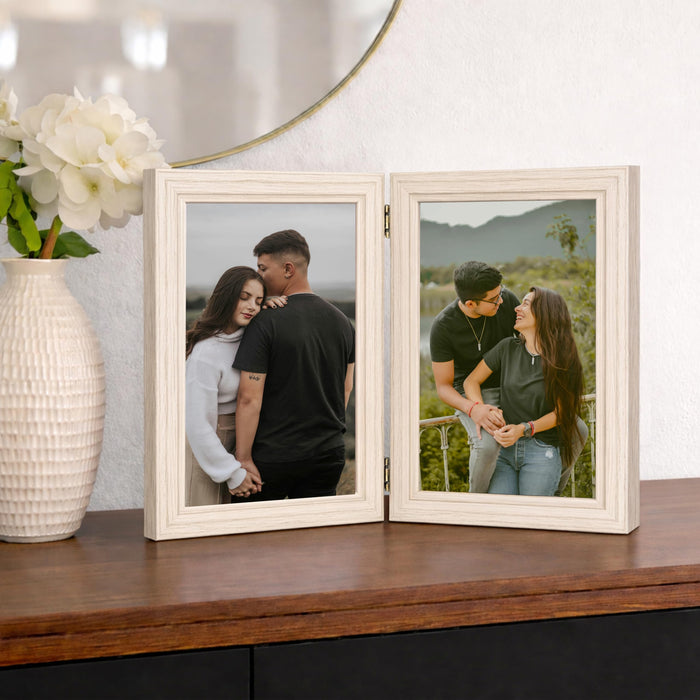 Art Street Folding Table Stand Valentine Couple Beige 5x7 Inch Photo Frame For Home Décor | Foldable Photo Frame with Acrylic Plexiglass | For Bedroom, Hallways, Office, Living Room (13x18 CM)