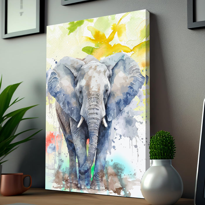 Art Street Stretched Canvas Painting of an Elephant Modern Animal Art for Home Decor, Living Room, Wall Hanging, (Size: 12x16 Inch)