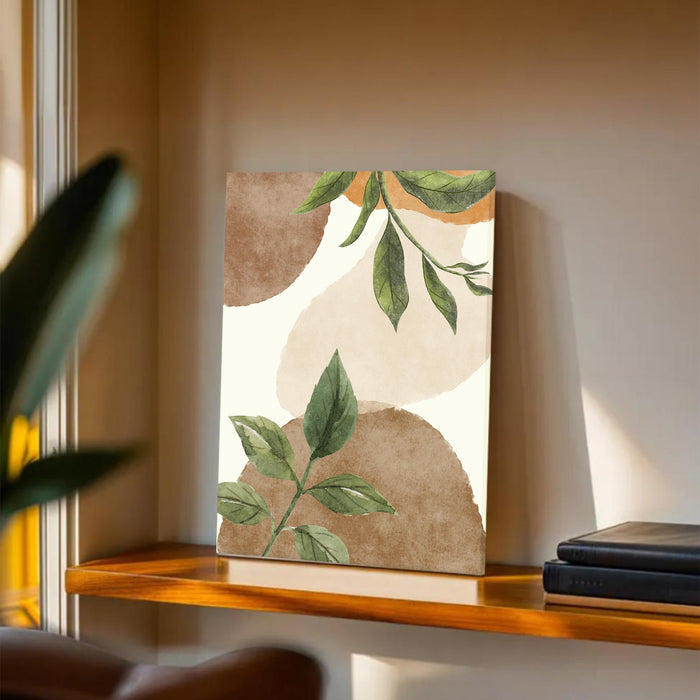 Abstract Botanical Green leaves Stretched Canvas Wall Art Modern Boho Illustration Painting for Home & Office Wall Decor, (16x22 Inch)