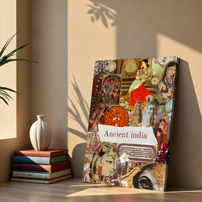 Ancient India Landmarks Collage Mixed Canvas Wall Painting | Travel pop art Canvas Wall Painting For Home and Office Wall Décor (41x56 cm)