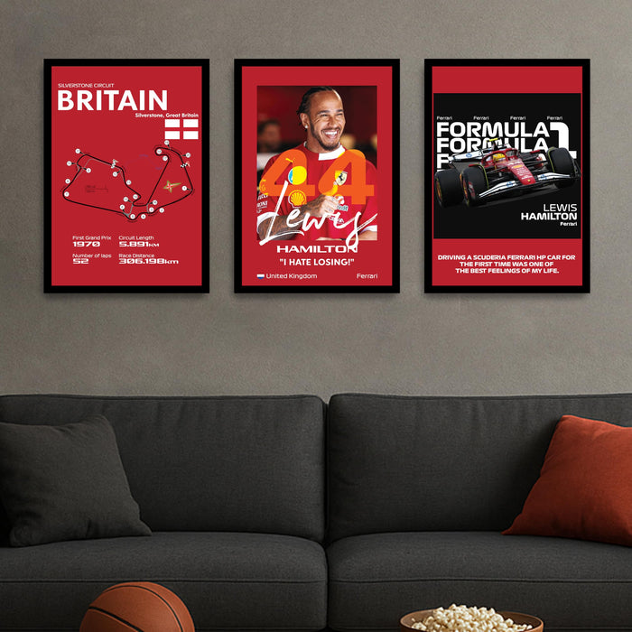 Framed Racing Car Wall Decor for Men | Modern Race Car Wall Art Painting for Bedroom, Living Room, Office and Home Wall Decoration (Set of 3, 33x45 cm)