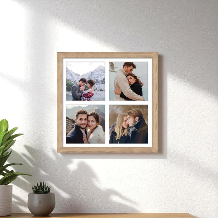Photo Frame Collage 13x13 cm Photos Display 4 Oppenings Wall Mounting Home Décor Photo-Frame (34x34 cm)