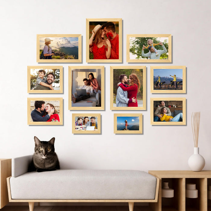 Art Street Family Photo Frame Set of 11 for Wall Decor, Wooden Finish Collage Picture Frames for Living Room, Bedroom, Multi-Size Wall Hanging (2 Sets 4x6, 4 Set 6x8, 3 Set 8x10, 2 Set 6x10 Inch)