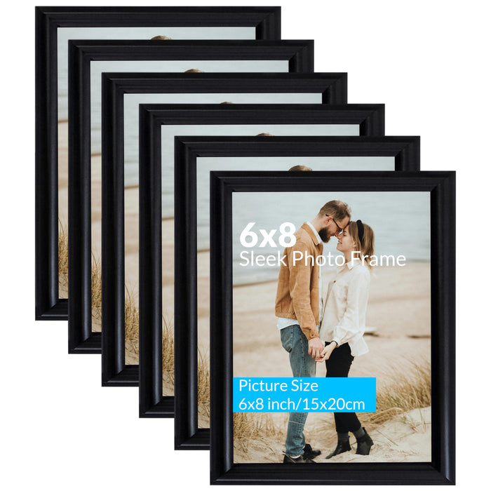 Art Street Picture Photo Frame Set of 6 for Bedroom, Tabletop Frames with Stand, Photo Frames for Couples, Weddings, Home Decor, Portrait or Landscape Display (Black,6x8 Inch)