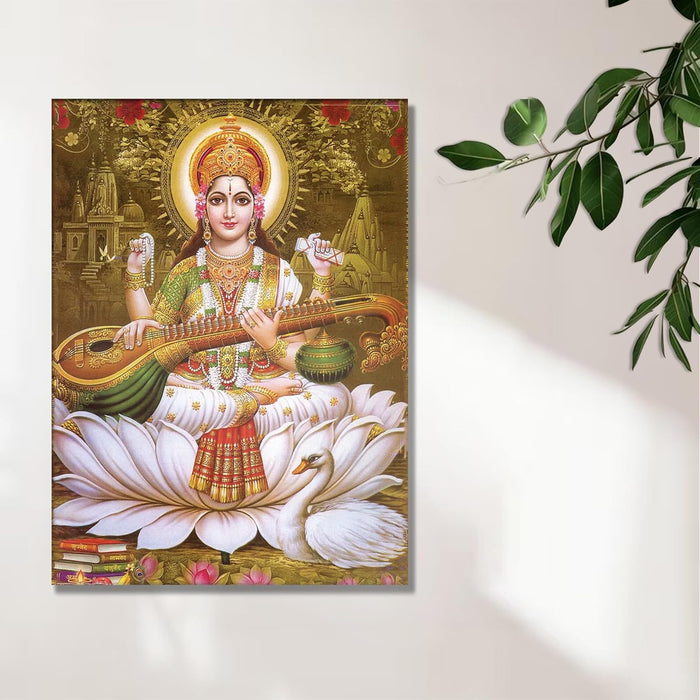 Spiritual Stretched Canvas Pooja room Temple Wall Art Print Painting on Stretched-Canvas (30x41 CM)