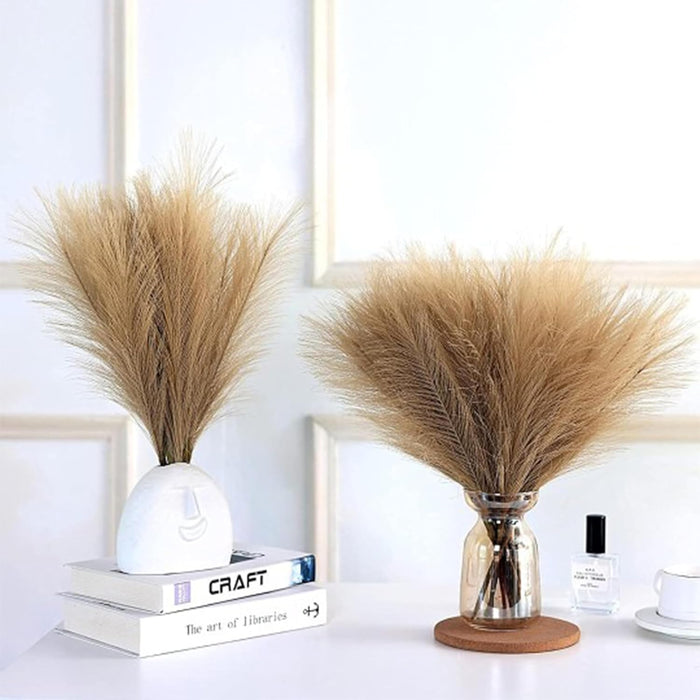Artificial Pampas Grass for Decoration, Pink Blush Faux, Non-Shedding Feather Grass Pack of 4 | Gradient Pampas Grass | (18 Inch)