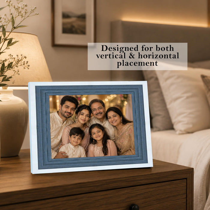 Luxury Photo Frame for living room, Modern Step Design Photo Frames for Photograph, Art Work, Kids Room (4x6 Inch, Blue)