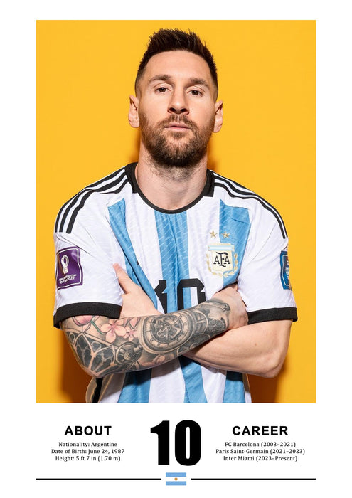 Lionel Messi Soccer Player Sports Painting With Frame for living room, Football Player Framed Wall Art Painting for Home Decor Set of 3, Size 13.6 by 17.9 Inch