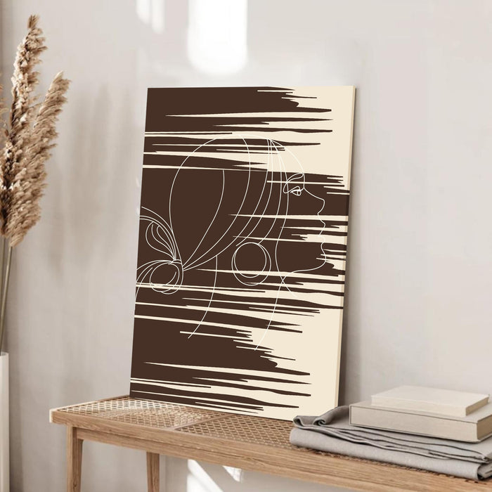 Abstract Women Dark face Pattern Stretched Canvas Wall Art Modern Boho Illustration Painting for Home & Office Wall Decor, (16x22 Inch)