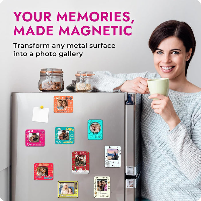 Magnetic MDF Fridge Photo Frame Red Merry Christmas Fridge Personalized Magnetic Photo Frame for Refrigerator 8x10 cm