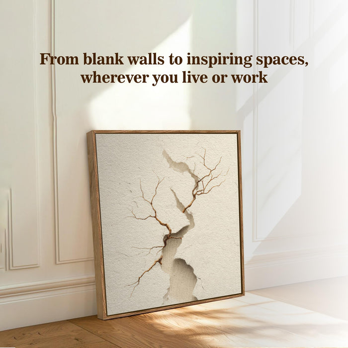 Abstract 3D Crack Framed Painting For Living Room | Sculptural Texture Large Canvas Painting With Frame Wall Art For Bedroom, Hallway's, Office, Hotel, Size 58x58 cm