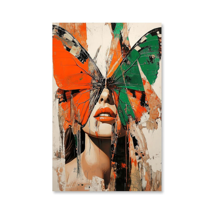 Large Stretched Canvas Painting, Panel Wall Art Print Women Butterfly Framed Luxury Paintings for Home Décor (Brown, 22x34 Inch)