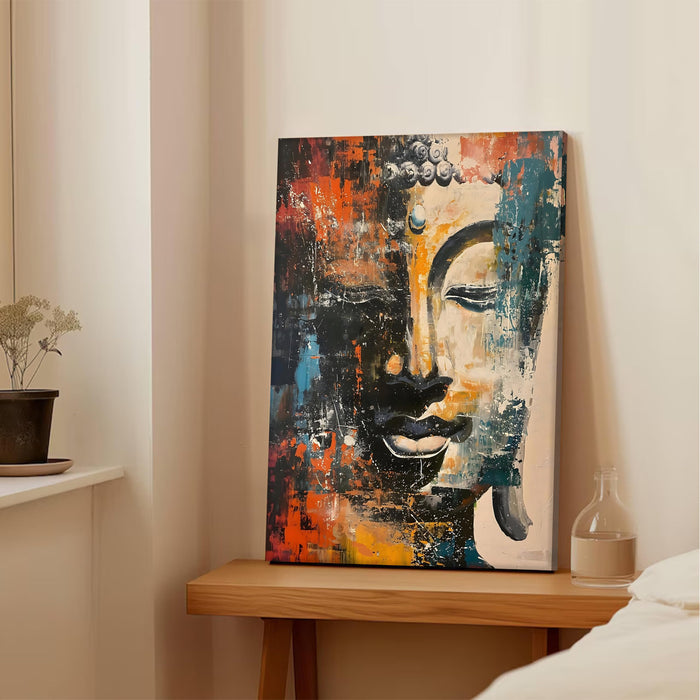 Portrait Stretched Canvas Buddha Face Abstract Dancing Womens Wall Art Print Décor Printed on Canvas Stretched on Wood 41x56 cm
