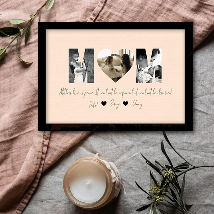Customized Mother's Day Gift for your Mom with 3 Pictures Collage print along with MOM Text (8.9x12.8 Inch)