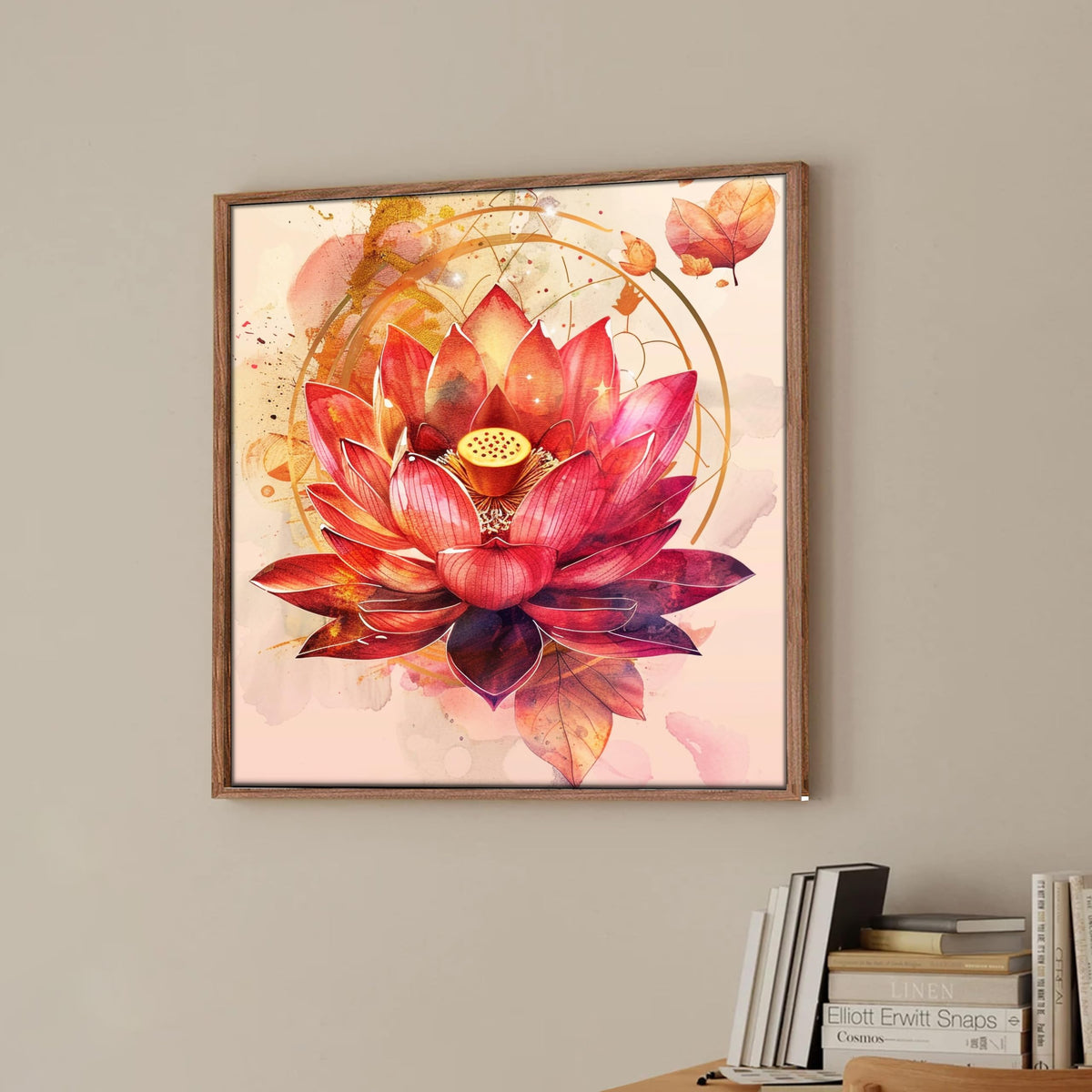 Large Framed Canvas Painting Abstract Lotus Flower Wall Art Print, Dec ...