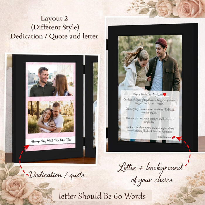 Art Street Customized Folding Table Stand Photo Frame for Valentine Love Gift, Couples Anniversary, Birthday| Personalized Book Style Frame for Two 5x7 In Picture
