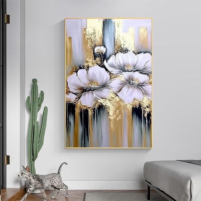 Canvas Painting Simple White Flower Decorative Wall Art For Living Room (Size:23x35 Inch)