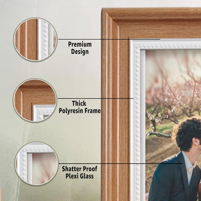Photo Frame for Table, Plexi Glass, Engineered Wood Photo Frame (Brown)