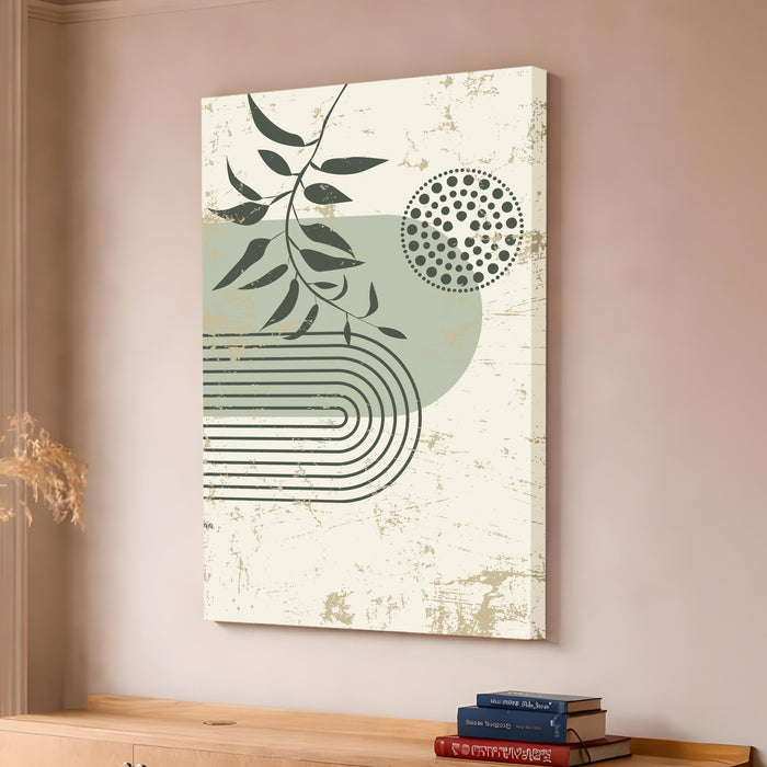 Boho Botanical Branch Stretched Canvas Painting For Living Room | Abstract Leaf Stretched Canvas Wall Art For Livingroom Home Decor, Bedroom, Hallway's, Office, Hotel - 56x86 cm
