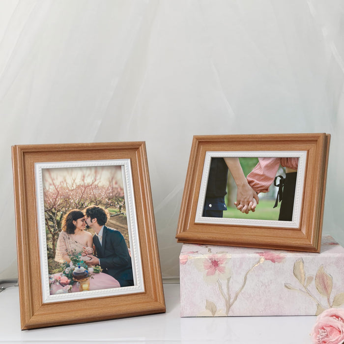 Photo Frame for Table, Plexi Glass, Engineered Wood Photo Frame (Brown)
