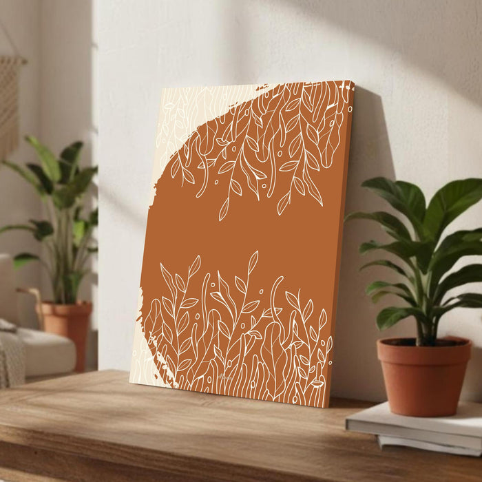 Abstract Coral Pattern Stretched Canvas Wall Art Modern Boho Illustration Painting for Home & Office Wall Decor, (16x22 Inch)