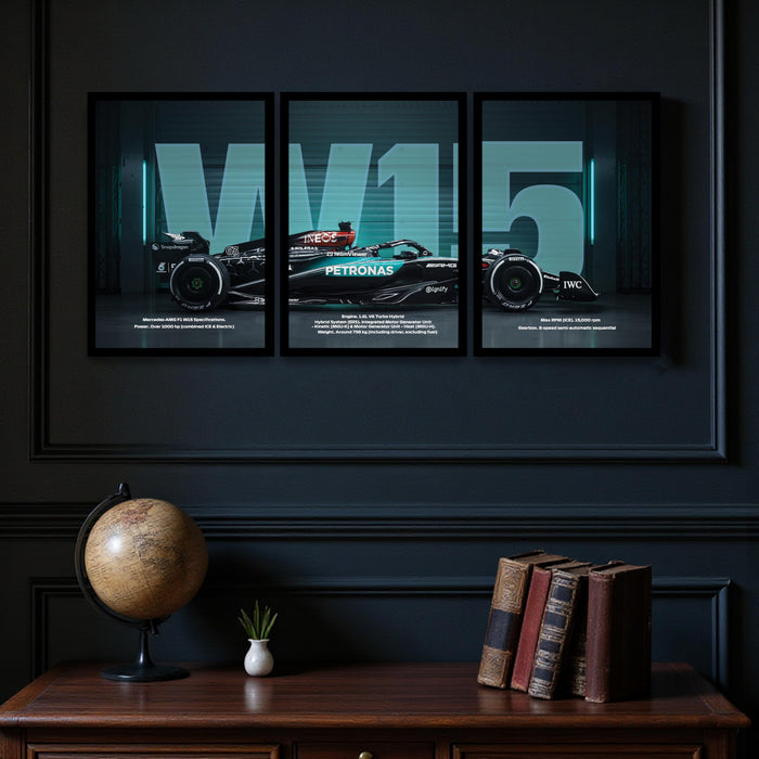 Framed Racing Motorsports Wall Painting | Modern Race Car Wall Art Painting for Bedroom, Living Room, Office and Home Wall Decoration (Set of 3, 33x45 cm)