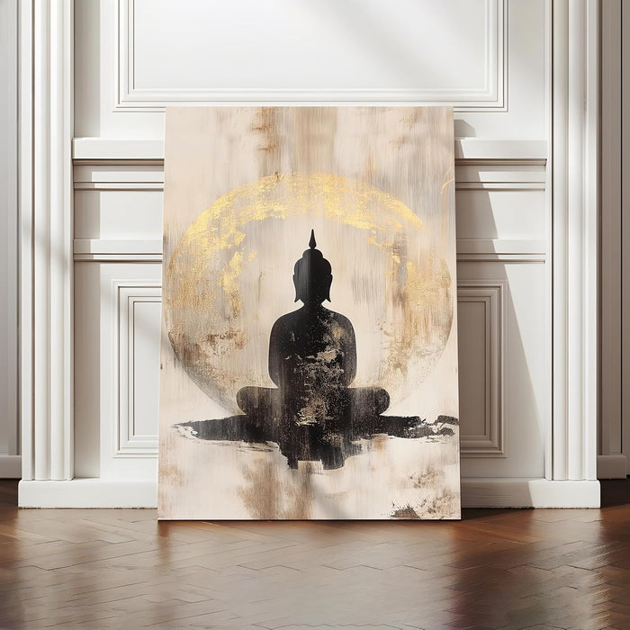 Large Stretched Canvas Painting, Panel Wall Art Print Buddha Framed Luxury Paintings for Home Décor (Black, 22x34 Inch)